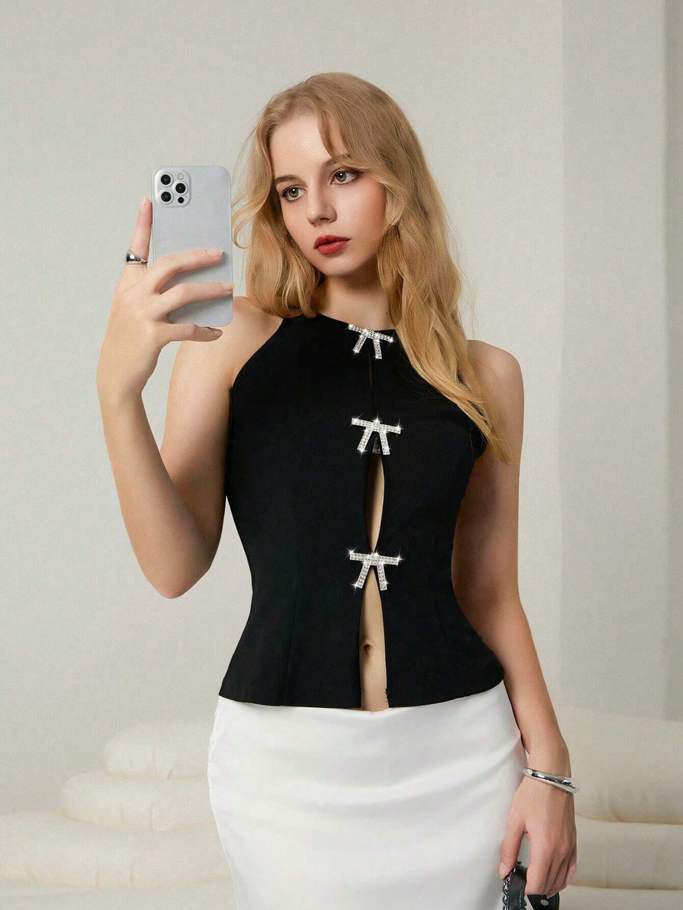 Diamond Bow Casual Tank Top