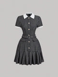Vintage Plaid Patchwork Dress