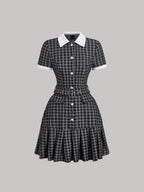 Vintage Plaid Patchwork Dress