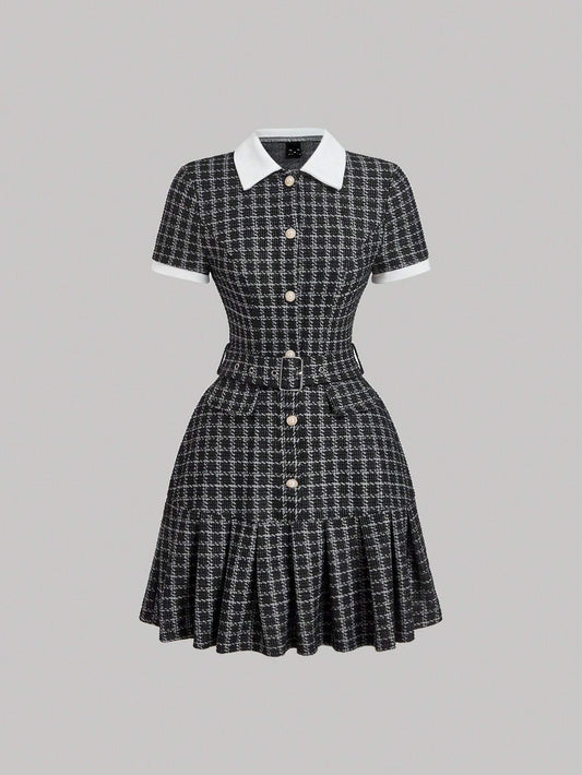 Vintage Plaid Patchwork Dress