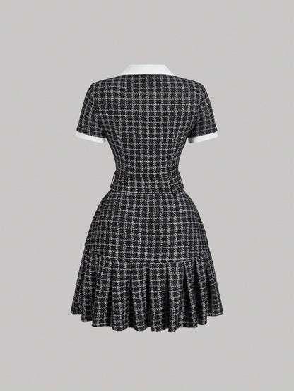 Vintage Plaid Patchwork Dress