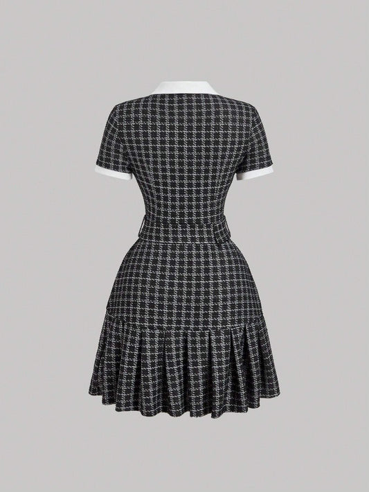Vintage Plaid Patchwork Dress