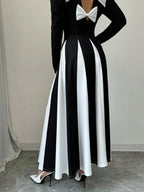 Elegant Color Block Patchwork Skirt
