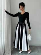 Elegant Color Block Patchwork Skirt