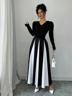 Elegant Color Block Patchwork Skirt