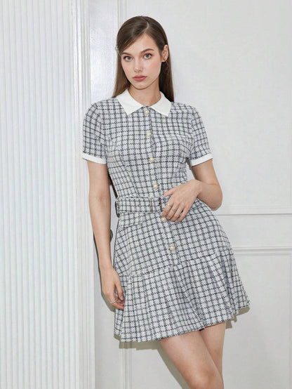 Vintage Plaid Patchwork Dress