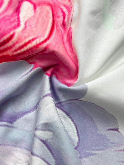 Elegant Floral Blouse & Pleated A-Line Skirt Suit