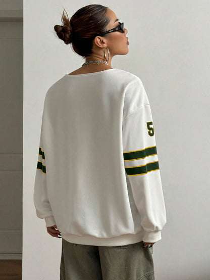 Faven White sweatshirt with the number 54
