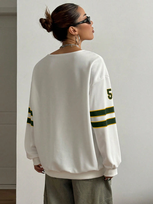 Faven White sweatshirt with the number 54