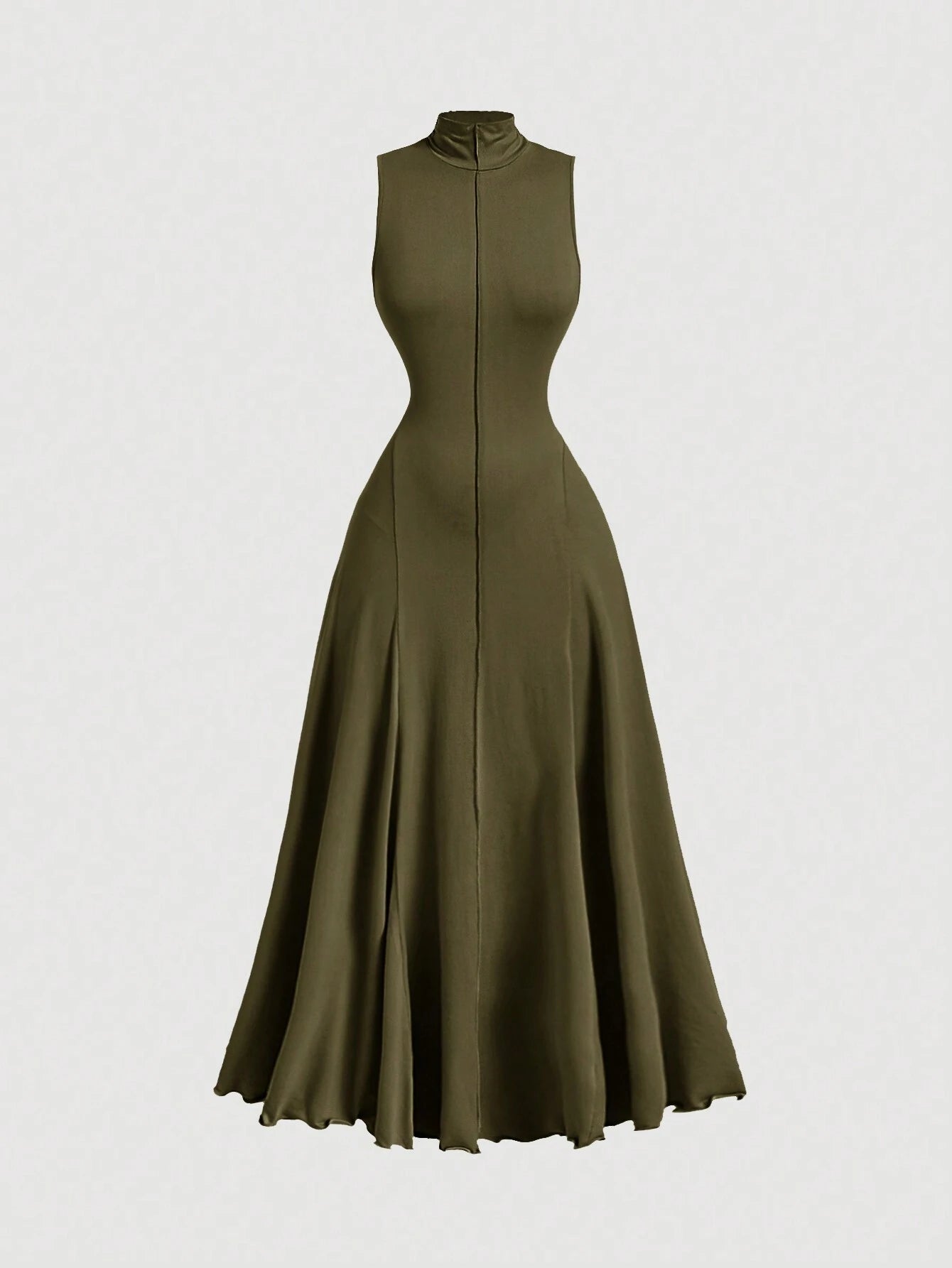 Green dress on a light gray background