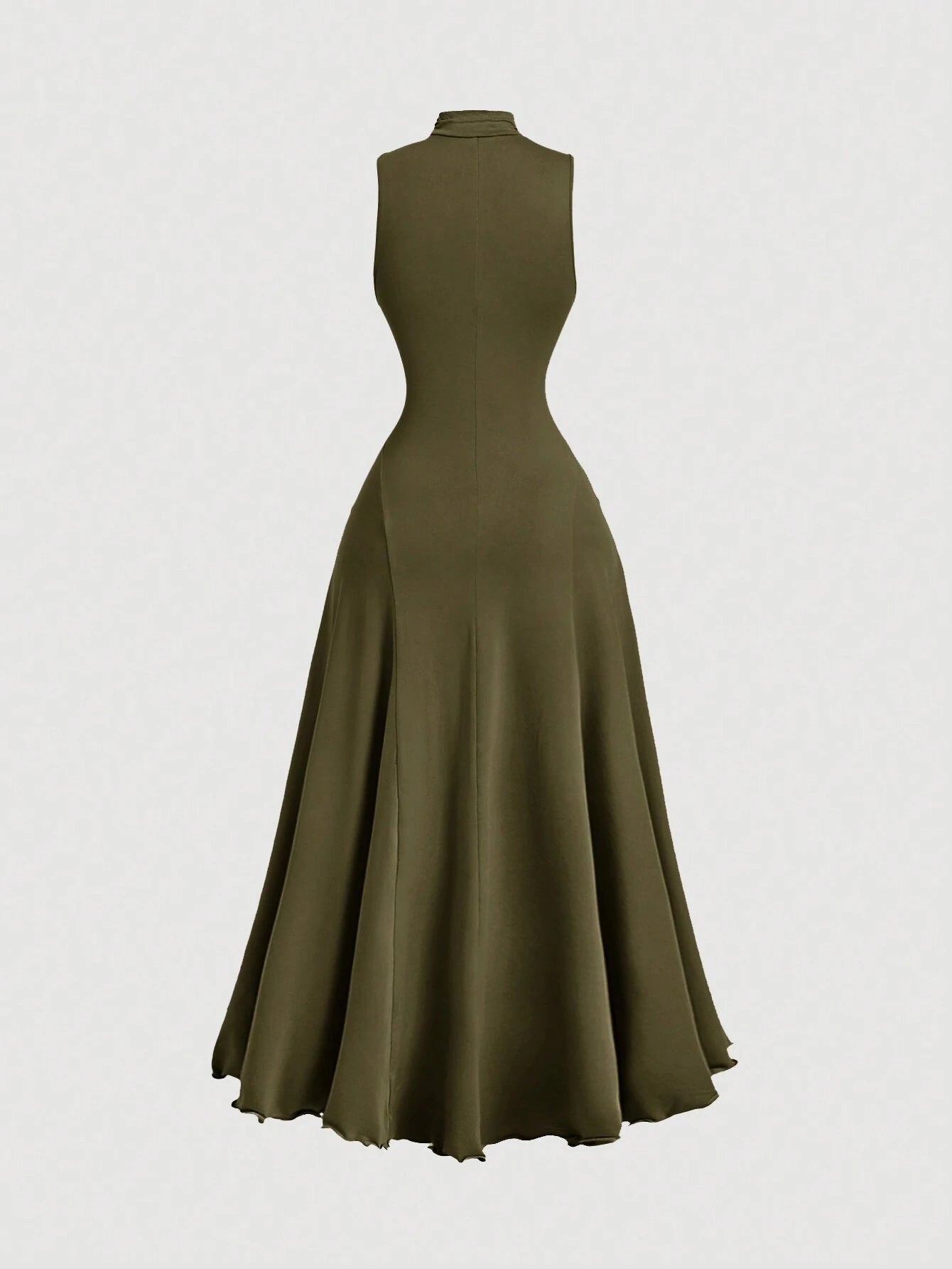 Green dress on a light gray background