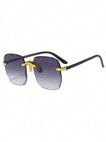 Sunglasses with black frame and yellow accents on a white background