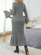 Elegant  Flare Sleeve  Sweater Dress
