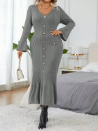 Elegant  Flare Sleeve  Sweater Dress