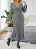 Elegant  Flare Sleeve  Sweater Dress