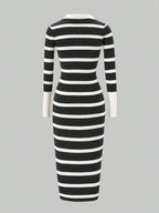 Lapel Collar Striped Slim Fit Dress