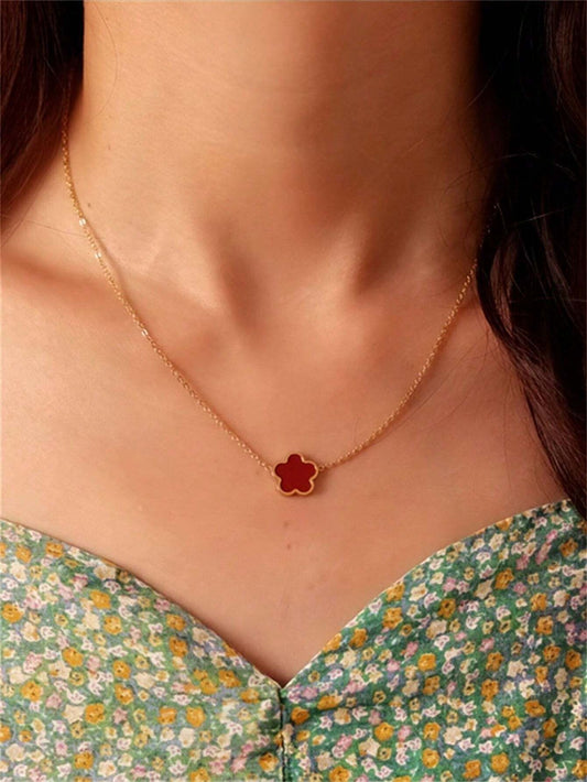 Lucky Flower Clover Necklace & Earrings
