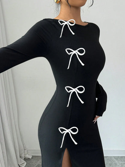 Elegant High Waist Slit Dress