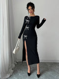 Elegant High Waist Slit Dress