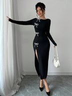 Elegant High Waist Slit Dress