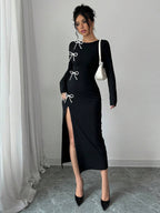 Elegant High Waist Slit Dress