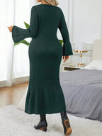 Elegant  Flare Sleeve Sweater Dress