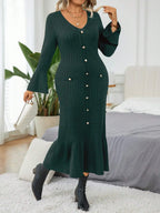 Elegant  Flare Sleeve Sweater Dress