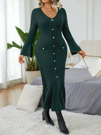 Elegant  Flare Sleeve Sweater Dress