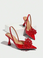Elegant Ankle Strap Closed Toe Sandals Heel