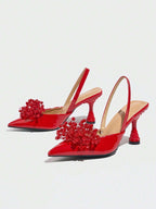 Elegant Ankle Strap Closed Toe Sandals Heel