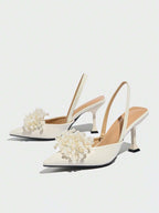 Elegant Ankle Strap Closed Toe Sandals Heel