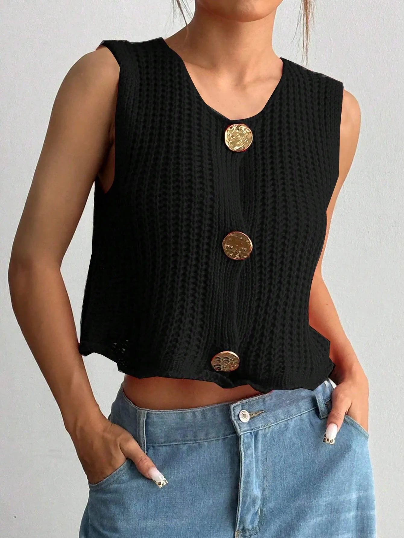 Pocket Thick Knitted Vest