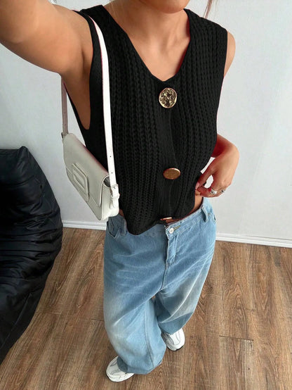 Pocket Thick Knitted Vest