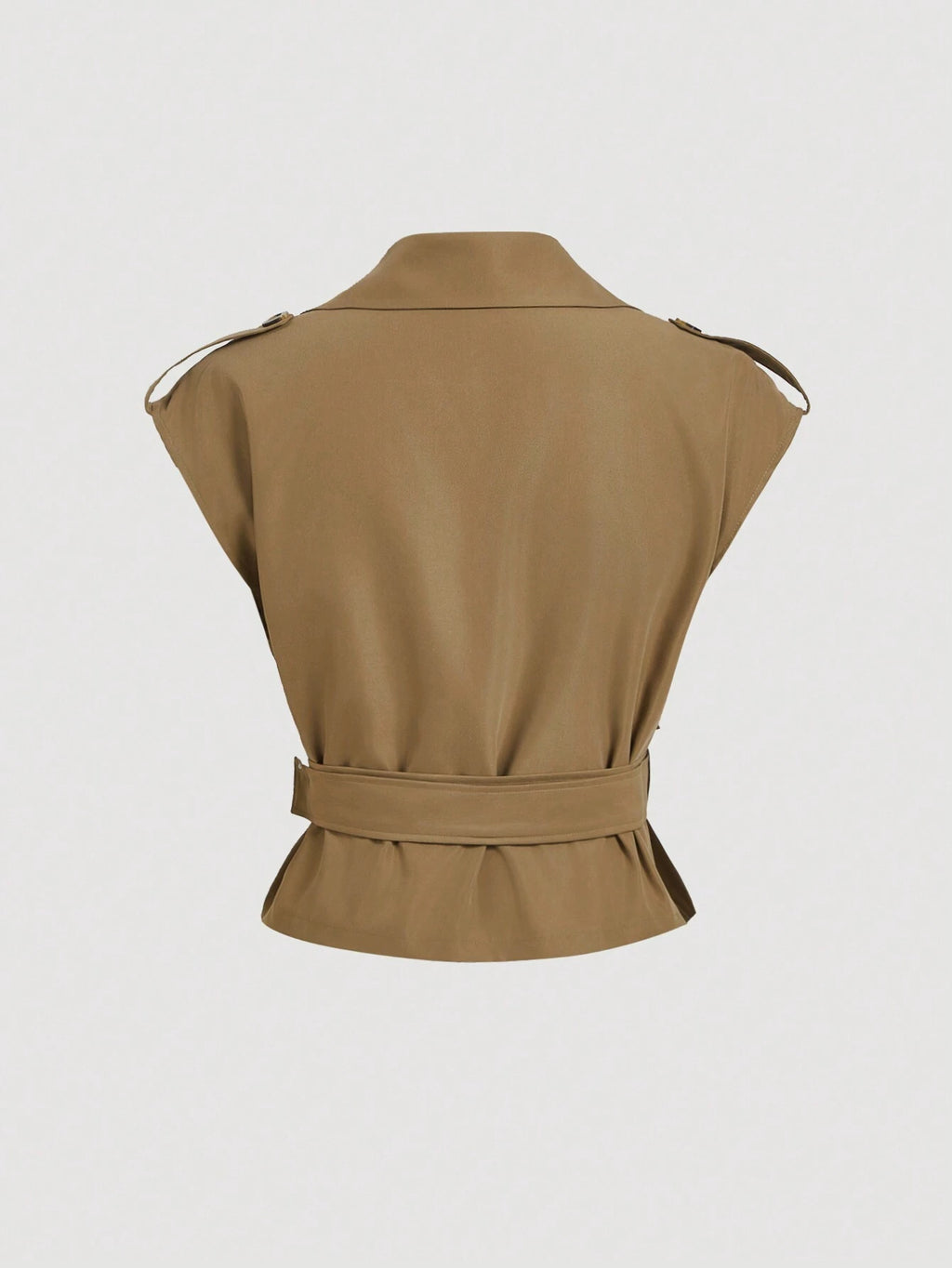 Collared Belted Cropped Trench Coat