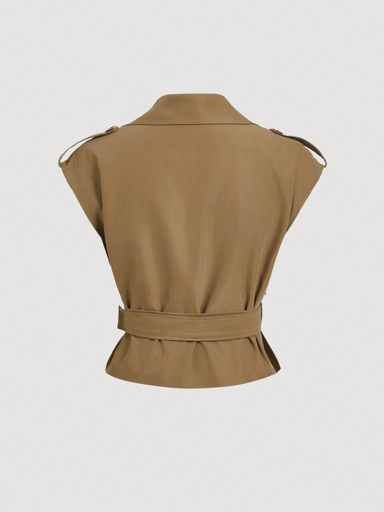 Collared Belted Cropped Trench Coat