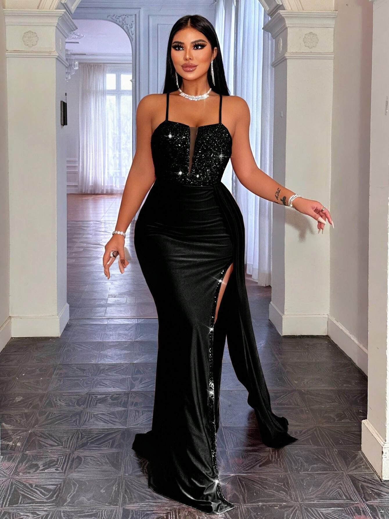 Elegant Spaghetti Strap Slim Fit Maxi Dress