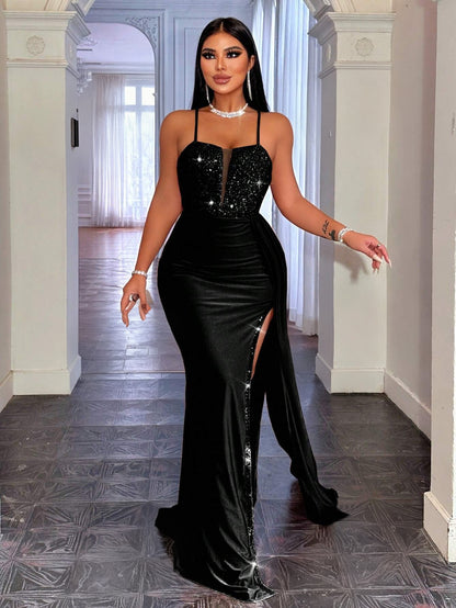 Elegant Spaghetti Strap Slim Fit Maxi Dress