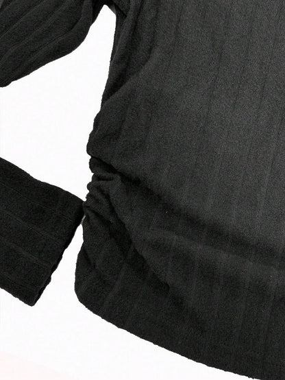 Knit Textured  Ribbed  Turtleneck