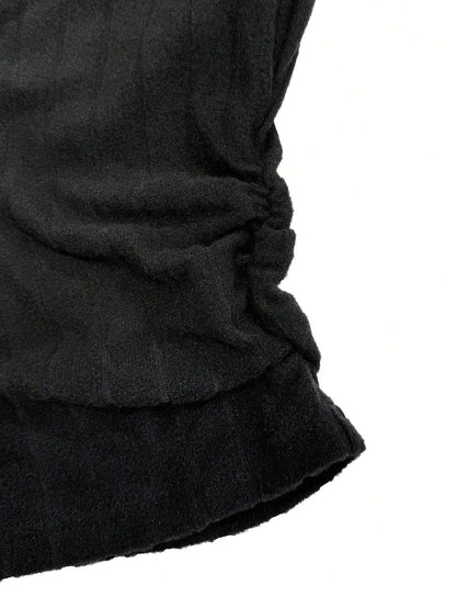 Knit Textured  Ribbed  Turtleneck