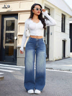 Low Waist Wide Leg Retro Vintage Jeans