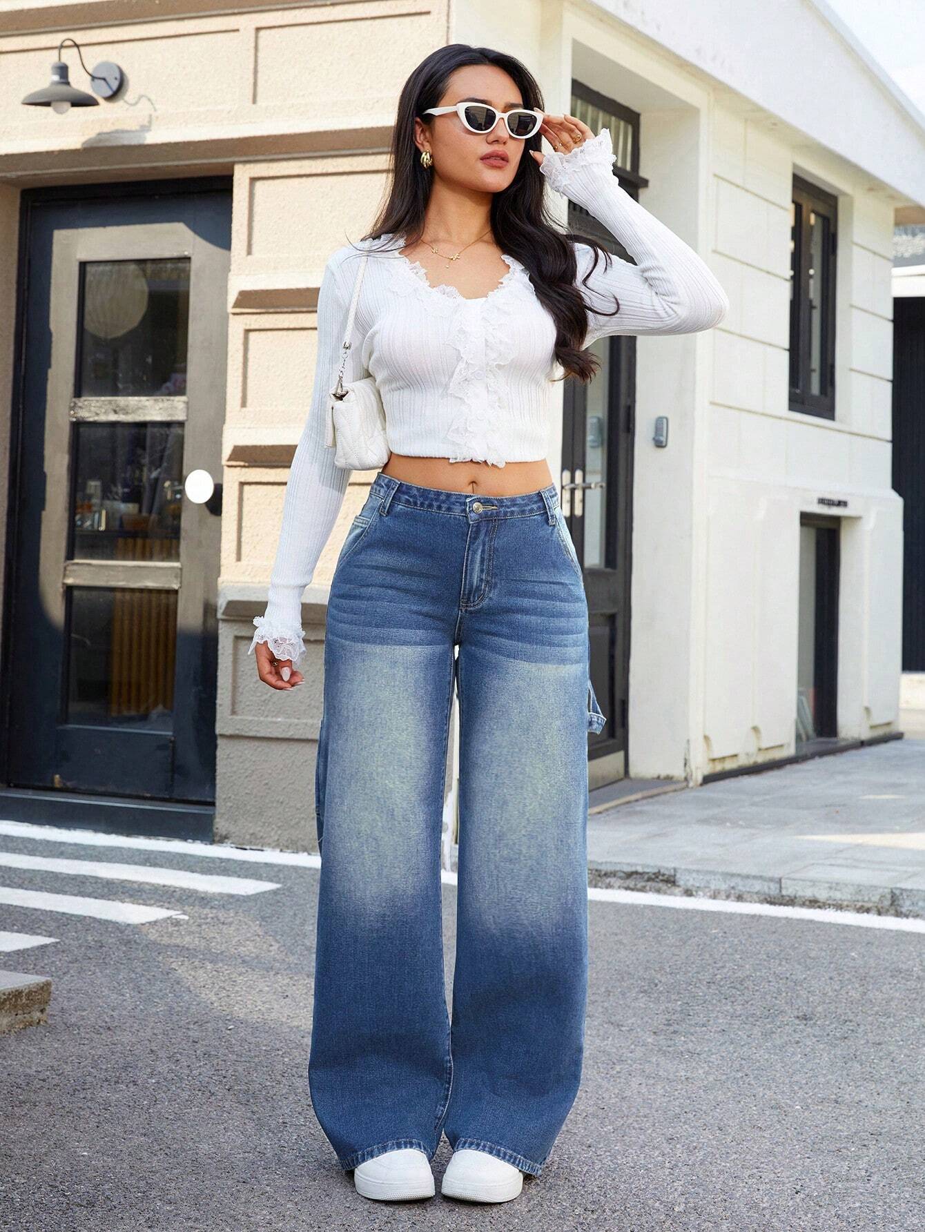 Low Waist Wide Leg Retro Vintage Jeans