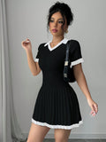 V-Neck Knit Sweater Dress