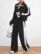 Casual Long Sleeve Top And Pants Sets