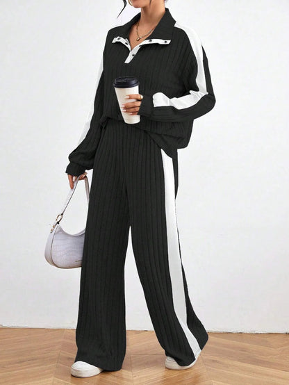 Casual Long Sleeve Top And Pants Sets