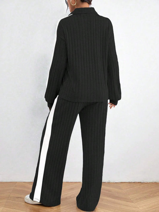 Casual Long Sleeve Top And Pants Sets