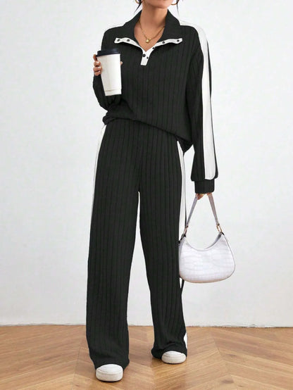 Casual Long Sleeve Top And Pants Sets