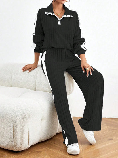 Casual Long Sleeve Top And Pants Sets