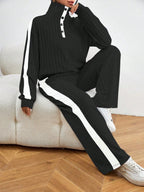 Casual Long Sleeve Top And Pants Sets