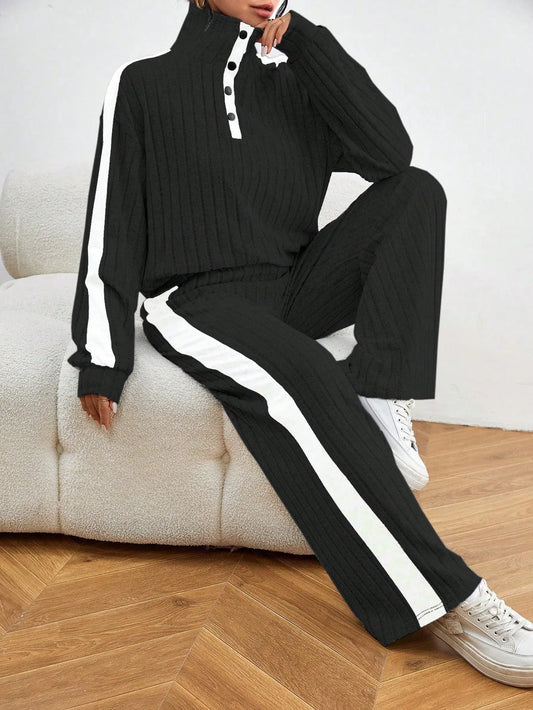 Casual Long Sleeve Top And Pants Sets