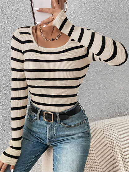 Striped Round Neck Sweaters